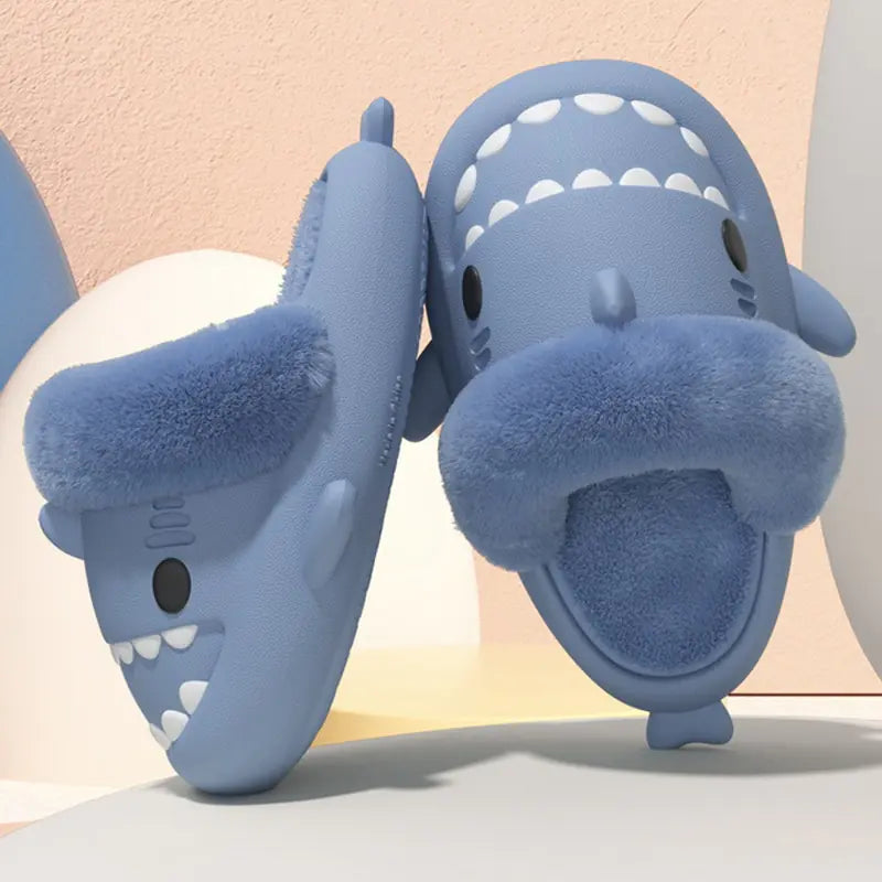 Winter Plush Shark Slippers