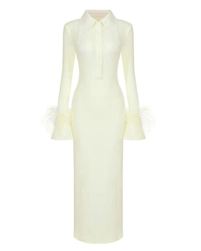 Yellow Feather Bandage Dress