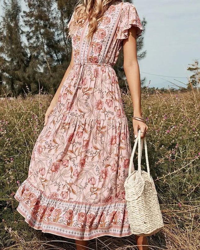 Vneck Dress Floral Spring and Summer