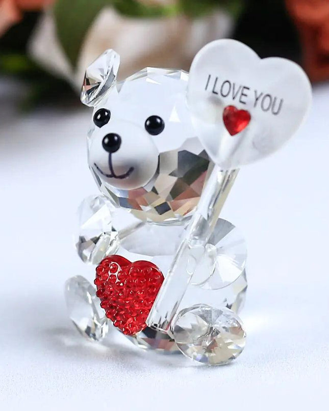 Romantic Bear Crystal Figurine