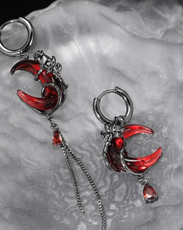 Women's Asymmetric Tassel Rose Earrings