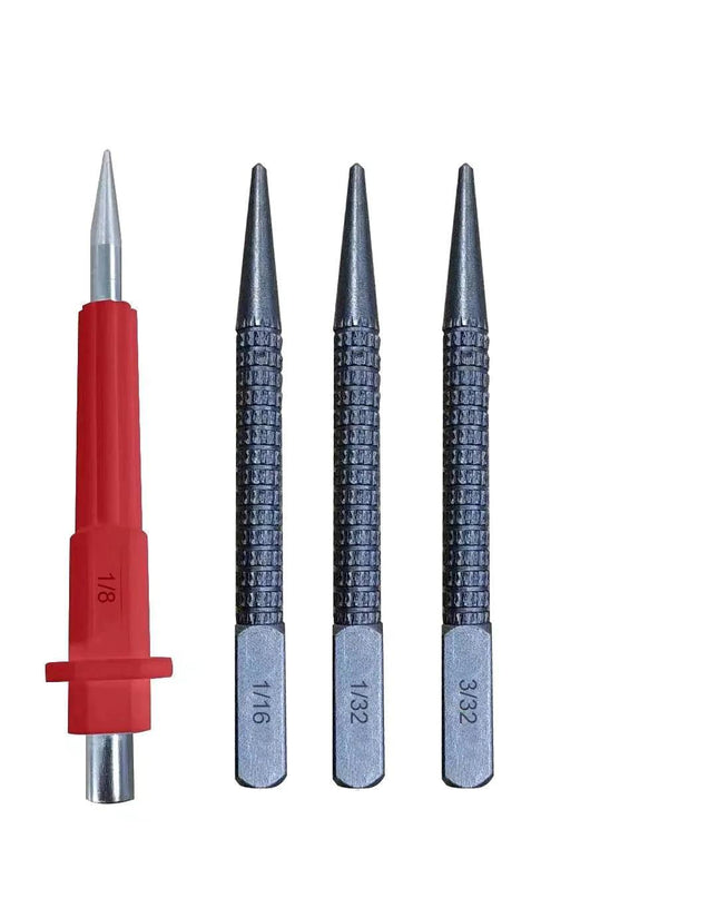 4 Piece Nail Setter & Center Punch Set 4" Wood Metal Super Impact Resistance USA