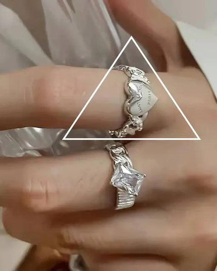 Crystal Heart Open Rings