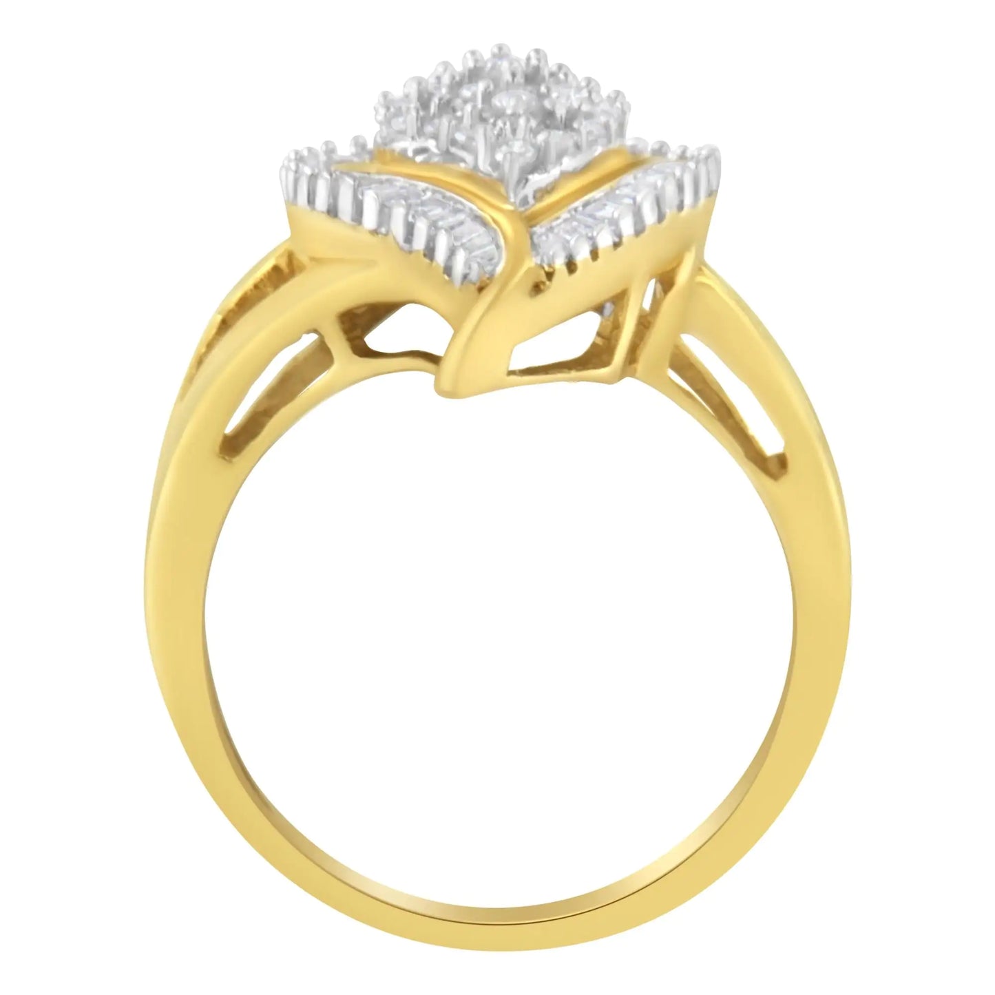 10K Yellow Gold Diamond Cluster Ring (1/2 Cttw, I-J Color, I1-I2 Clarity)