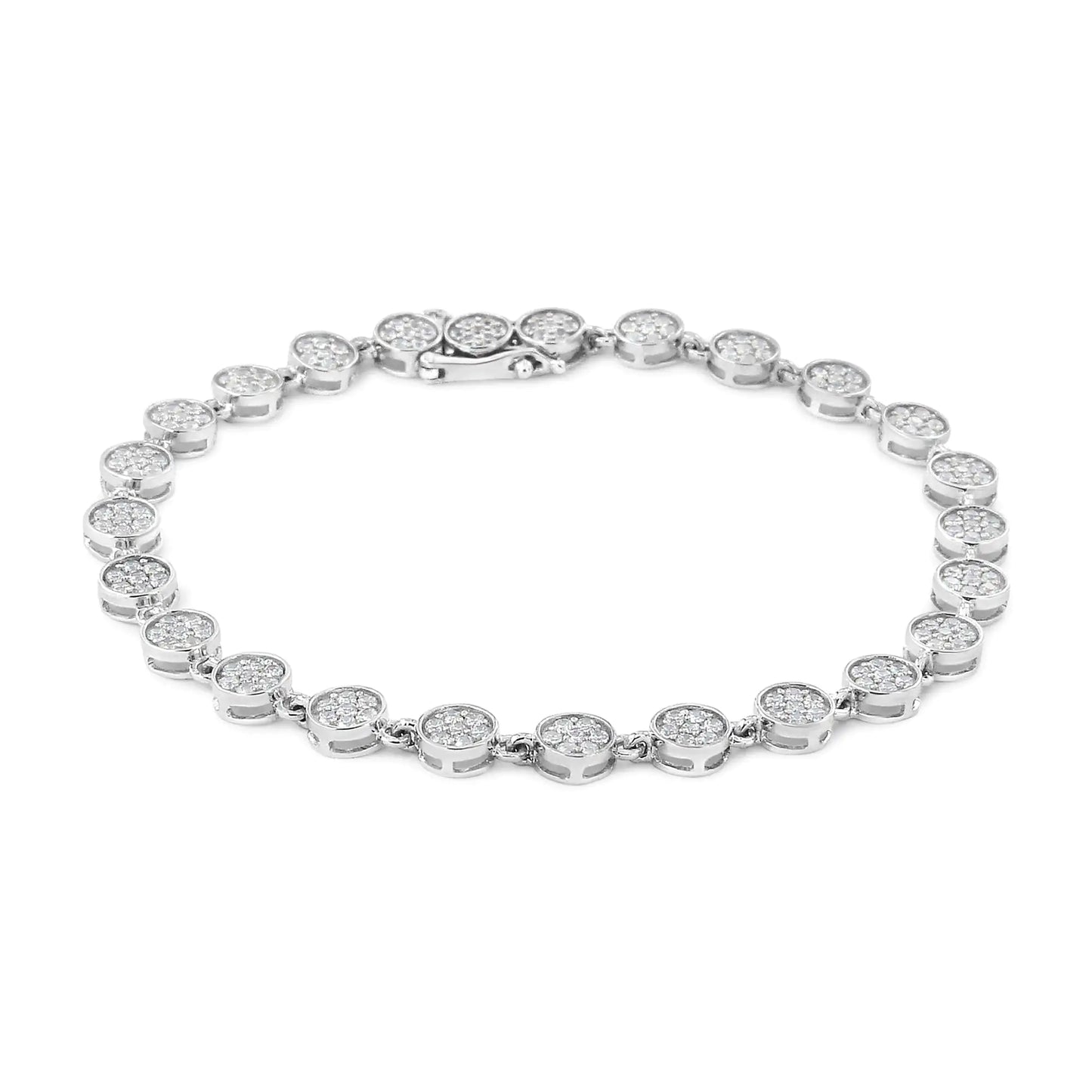 .925 Sterling Silver 2.0 Cttw Round Diamond Link Bracelet (G-H Color, I1-I2 Clarity) - 7.25"