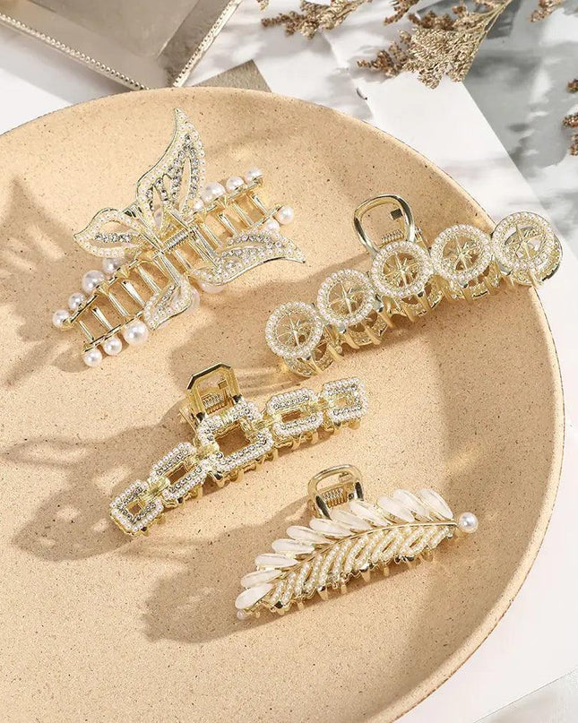 Hair Claw Crab Crystal Pearl Clip