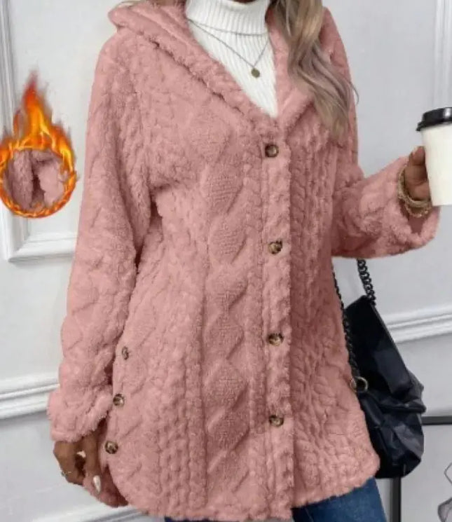 Hooded Button-Up Long Cardigan Coat