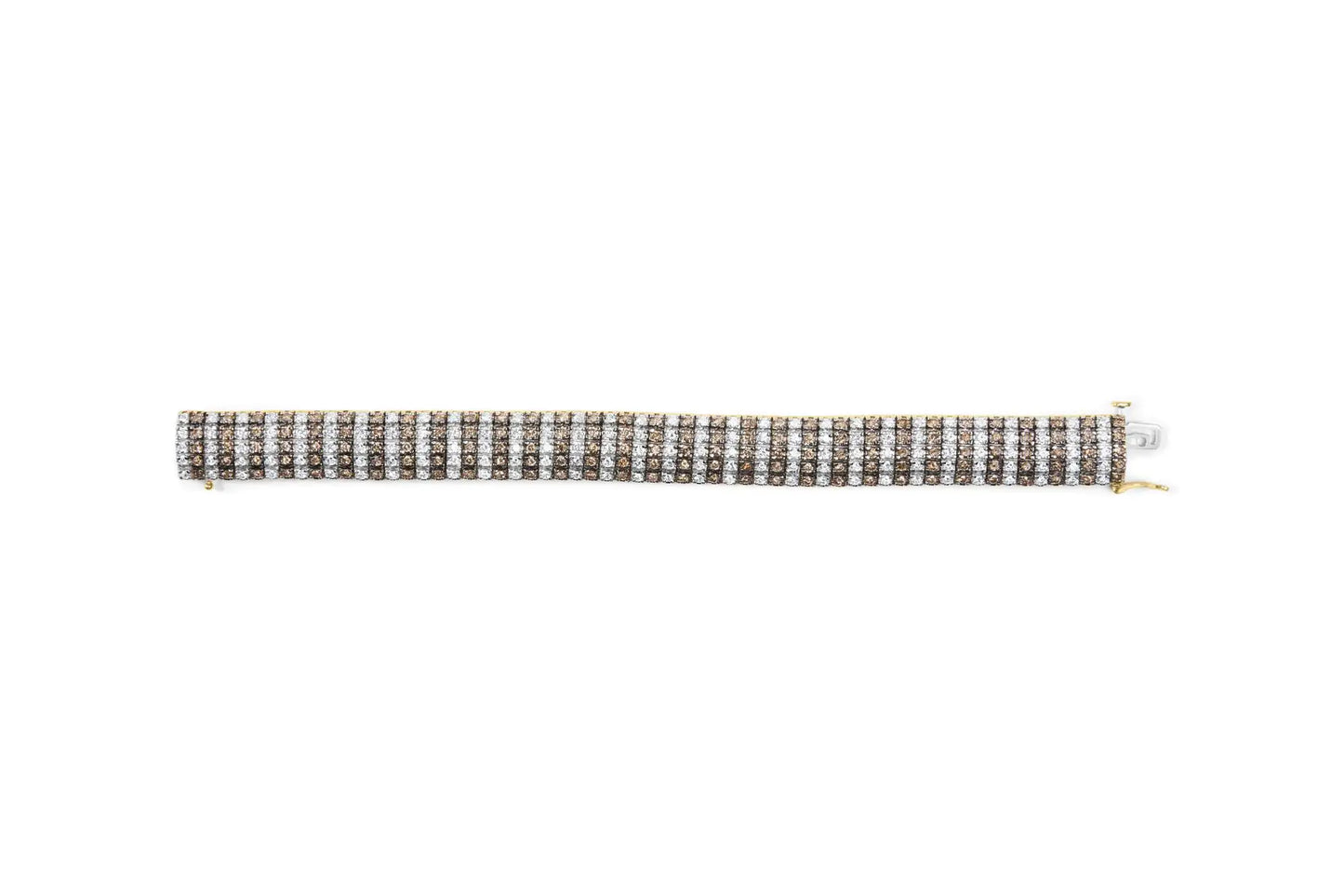 10K Yellow Gold 10 CTW 1/3 Cttw Alternating Coco Color and White Diamond 5 Row Tennis Bracelet (Brown/H-I Color, SI1-SI2 Clarity) - Size 7.25