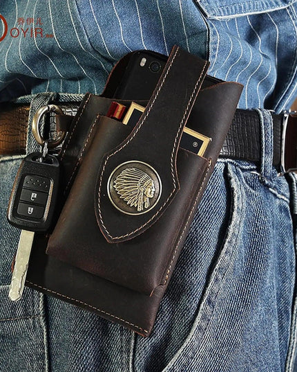 Genuine Leather Retro Belt Purse Leg Hip Bag