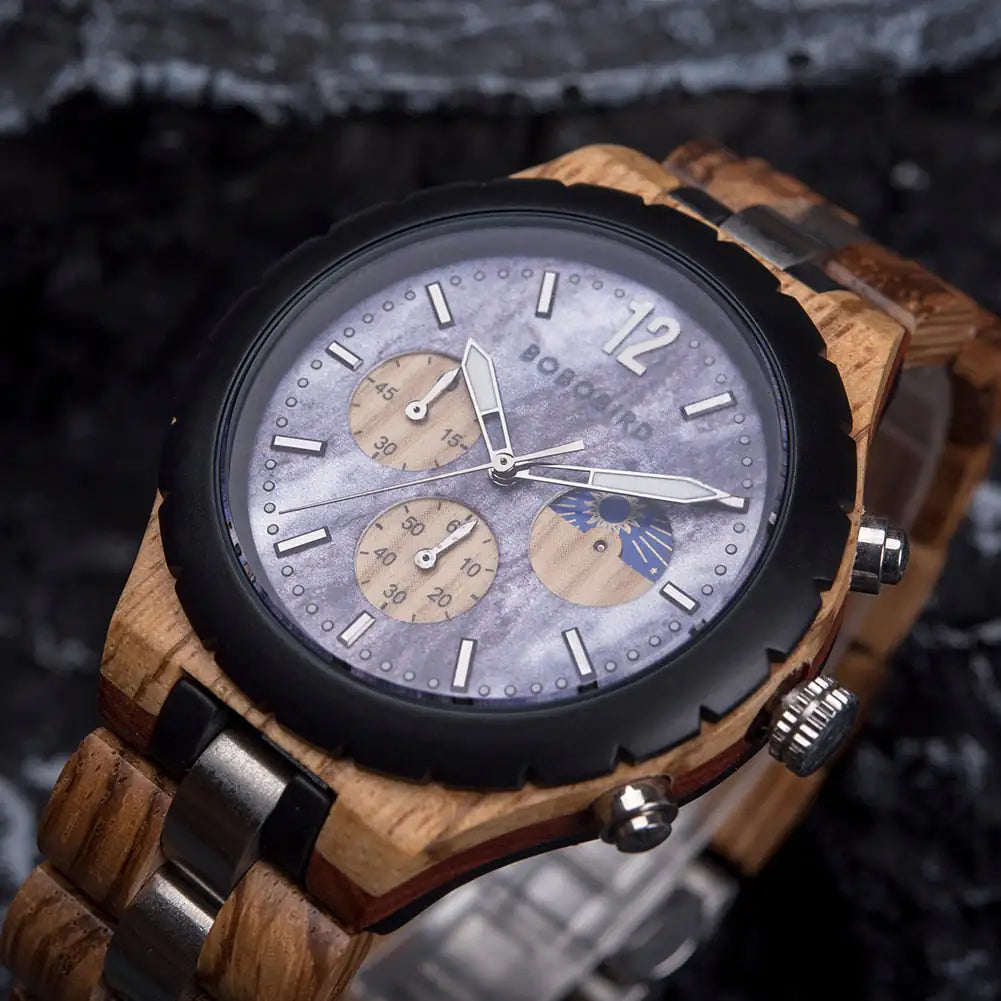 Luxury Wooden Chronograph Watch