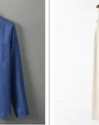 Blue top Beige pants / XL