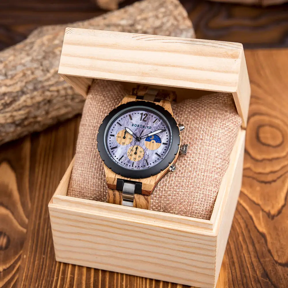 Luxury Wooden Chronograph Watch