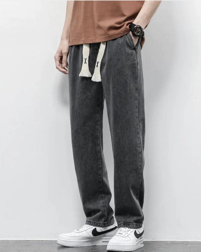 Men's Summer Wide-Leg Drawstring Jeans