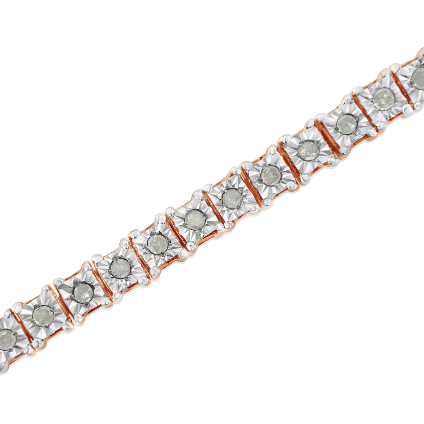 .925 Sterling Silver 1.0 Cttw Diamond Square Hybrid Link 7" Tennis Bracelet (I-J Color, I2-I3 Clarity)