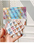 Waffle Cake Blue Pink White