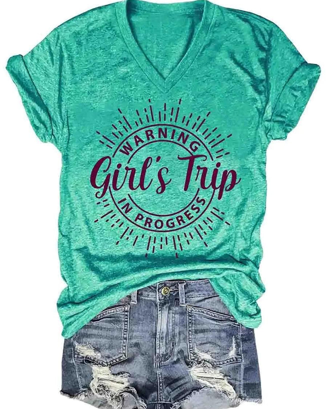 Girl's Trip Warning V-Neck Tee