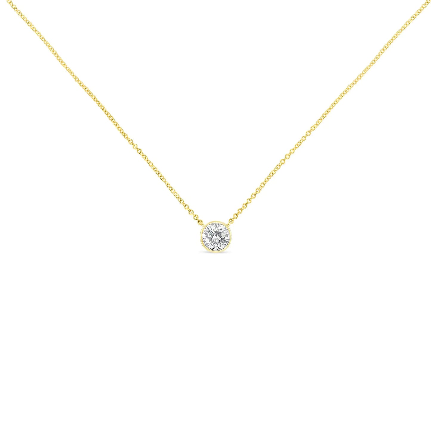 Sterling Silver Bezel-Set Diamond Solitaire Pendant Necklace (1/3 cttw, H-I Color, I1-I2 Clarity)