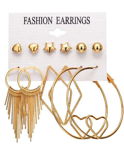 Gold Sequin Drop Earrings Set