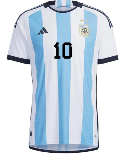 Messi #10 Premium Soccer 2022 Argentina World Cup Champions - Home Jersey by Adidas