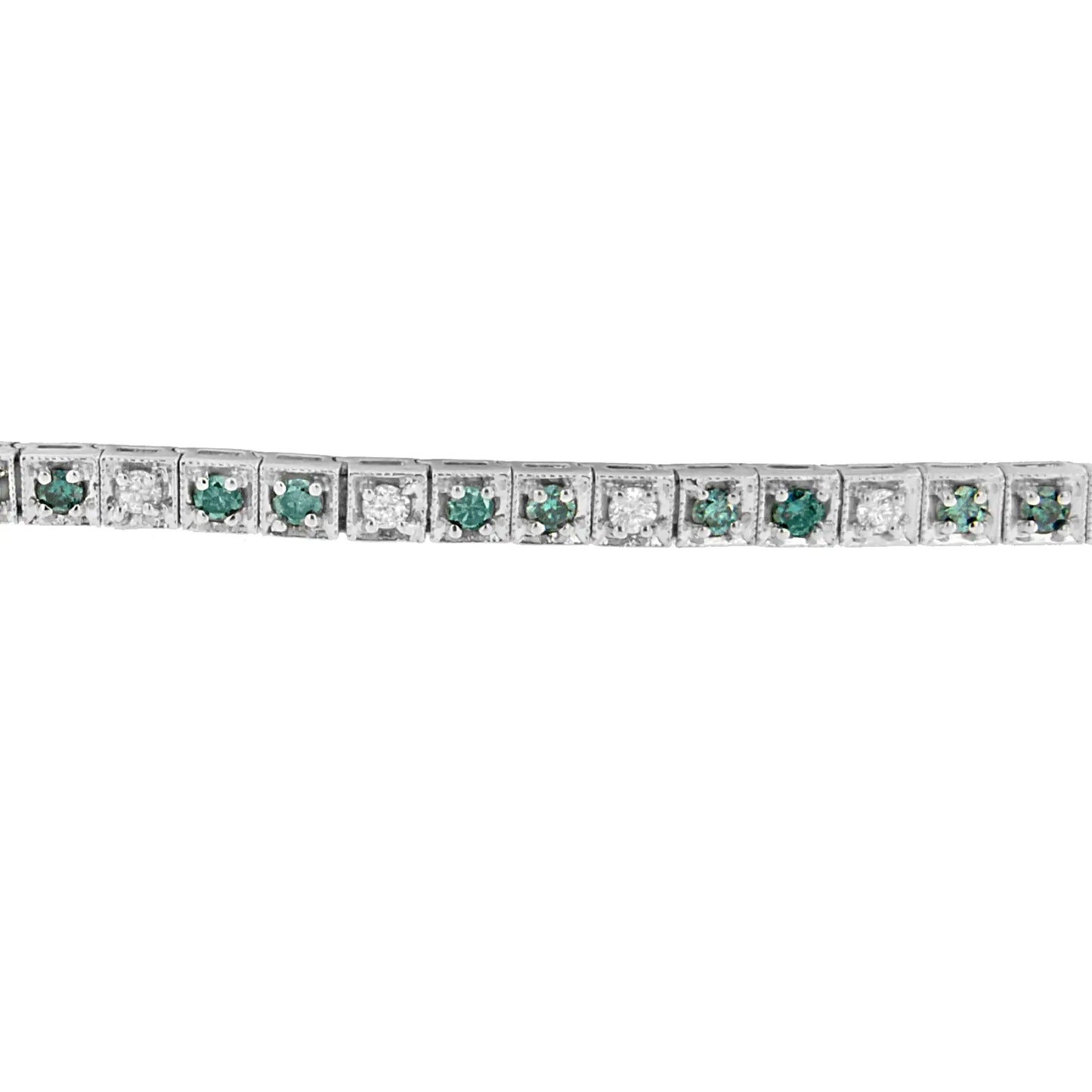 14K White Gold White And Treated Blue Diamond Bracelet (4 3/4 cttw, H-I Color, I1-I2 Clarity)