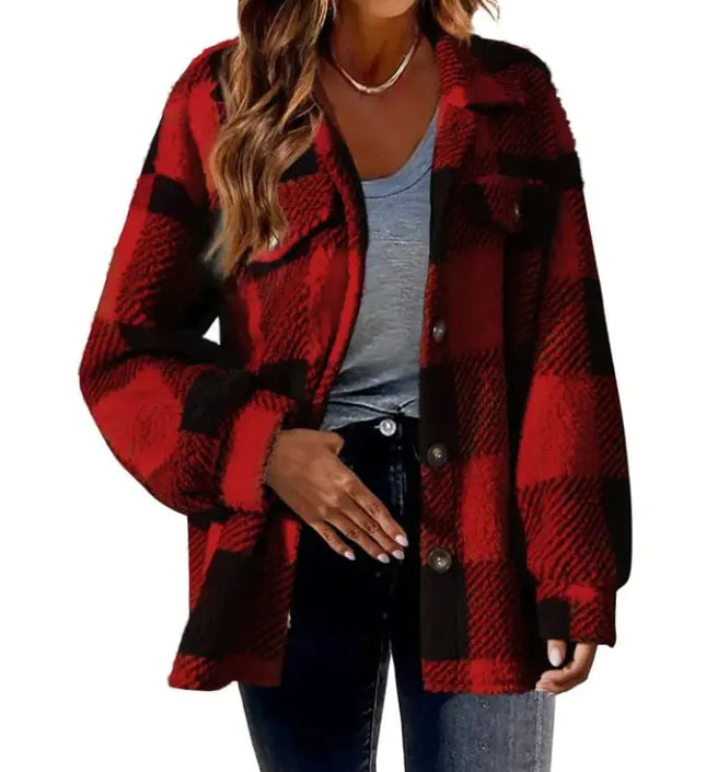 Plush Plaid Women's Jacket