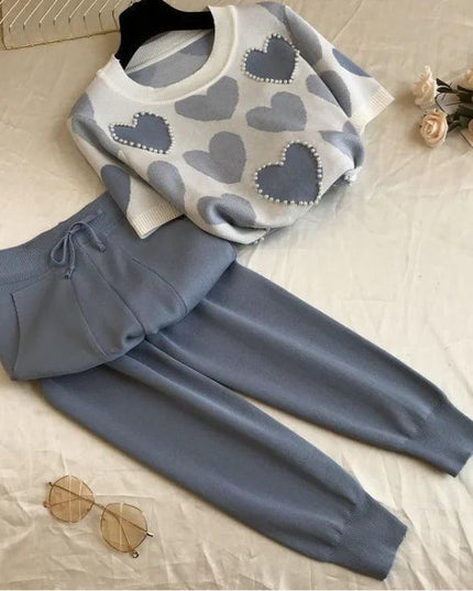 Two Piece Knitted Short Sleeve Pants