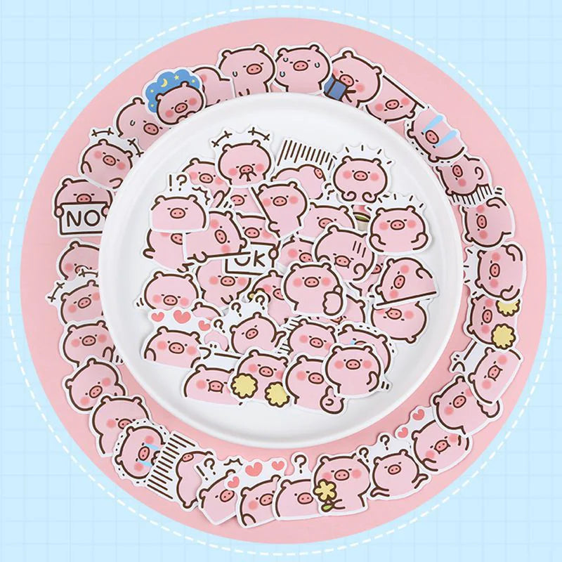 40 Cute Pink Pig Stickers