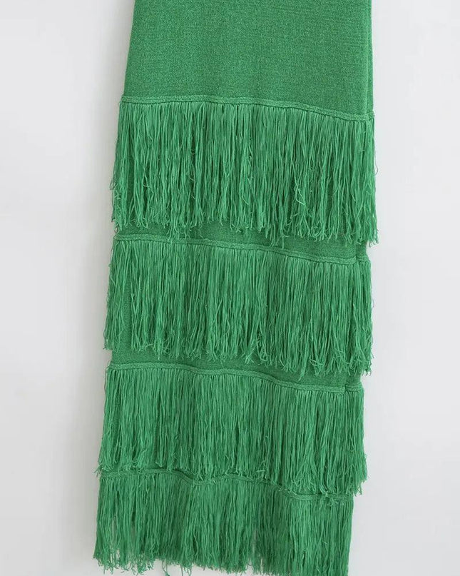 Tiered Tassel Knit Dress
