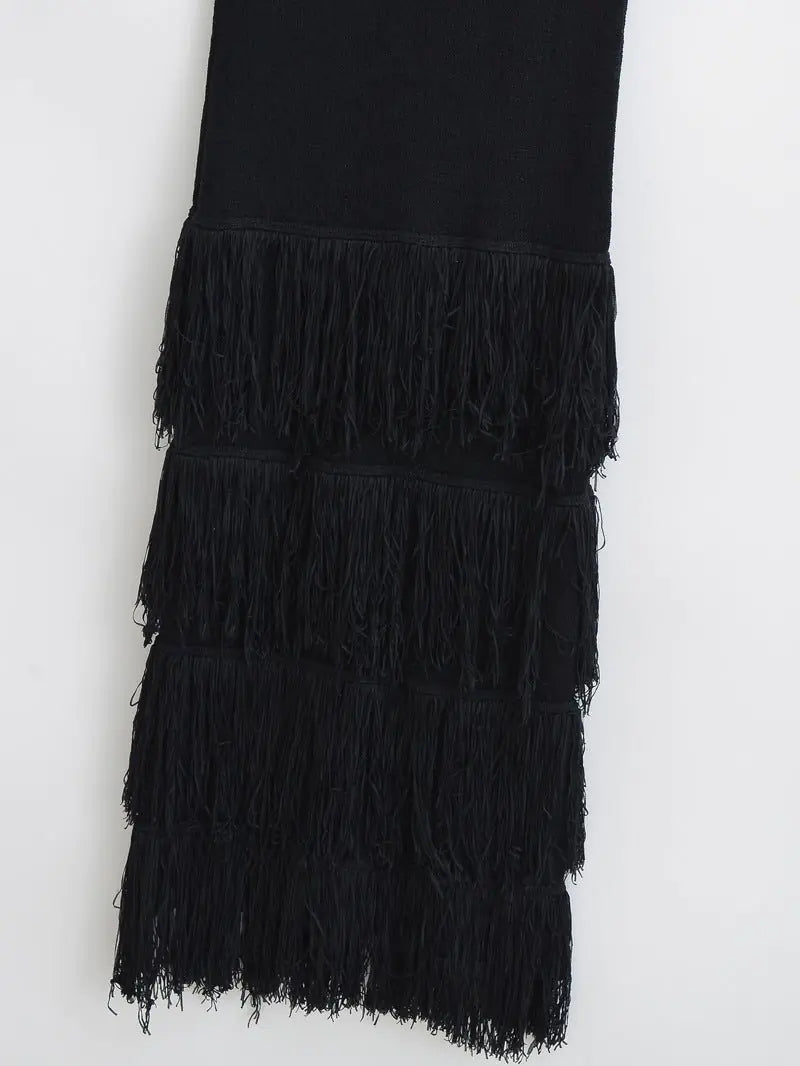 Tiered Tassel Knit Dress