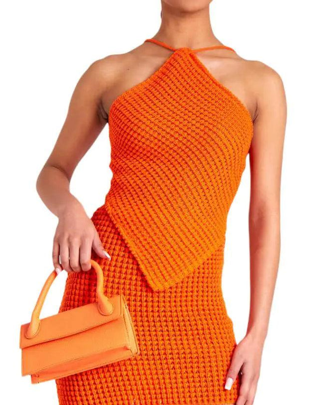 Halter Neck High Waist Short Dress Set