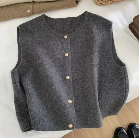 Women's Round Neck Cardigan Vest