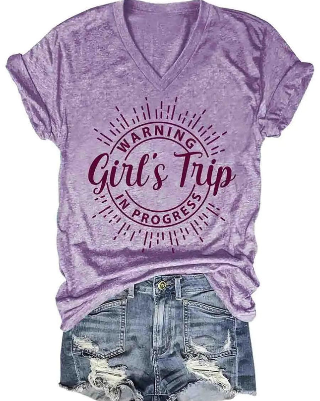 Girl's Trip Warning V-Neck Tee