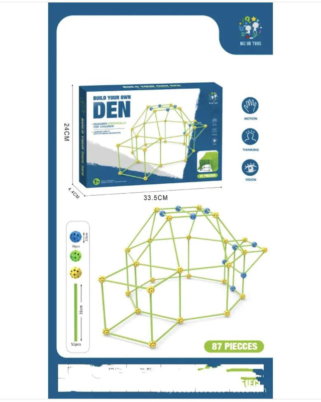 Kids' Fort Building Kit – DIY 3D Construction Set for Tents, Castles, and Playhouses