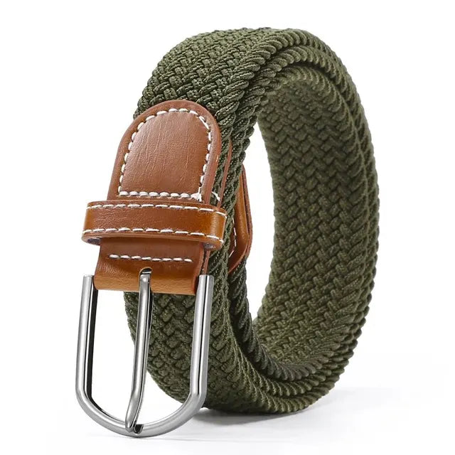 Elastic Leather Belt Alloy Buckle