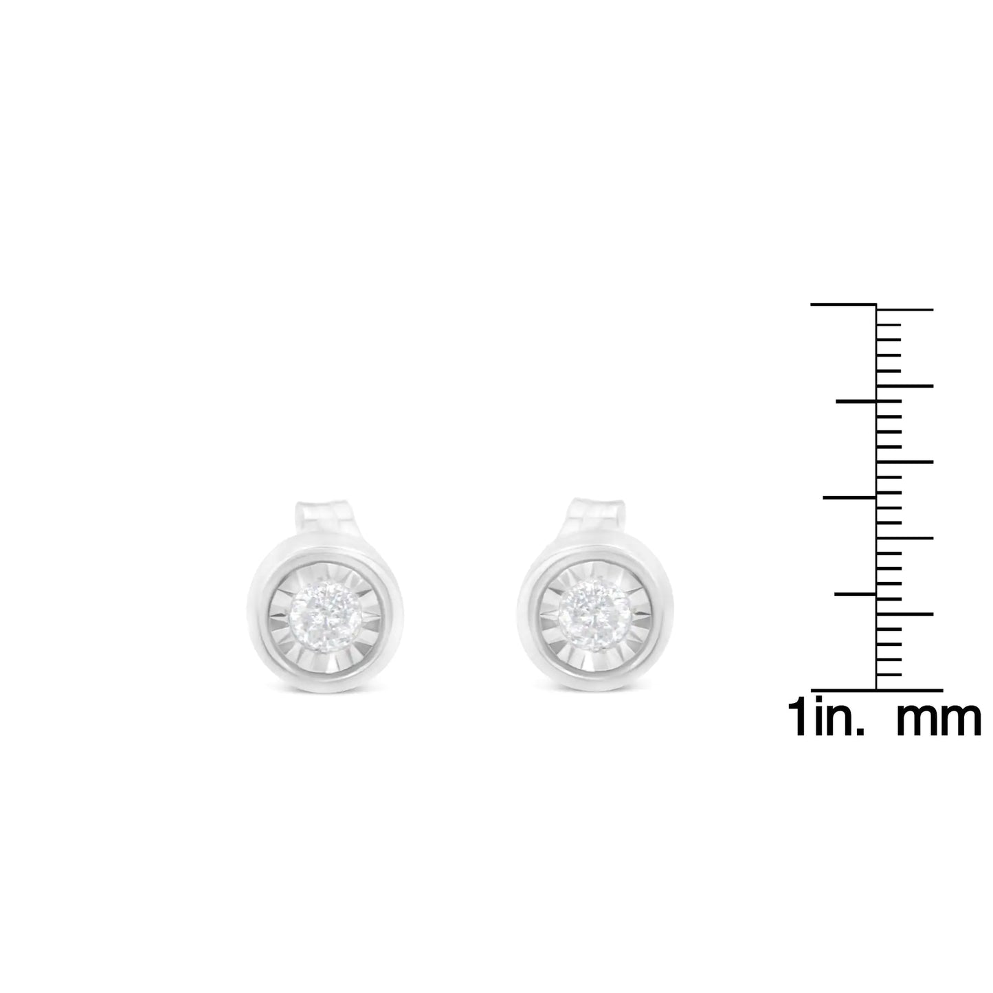 .925 Sterling Silver 1/5 Cttw Round Brilliant-Cut Near Colorless Diamond Miracle-Set Bezel Barrel Style Stud Earrings (I-J Color, I2-I3 Clarity)