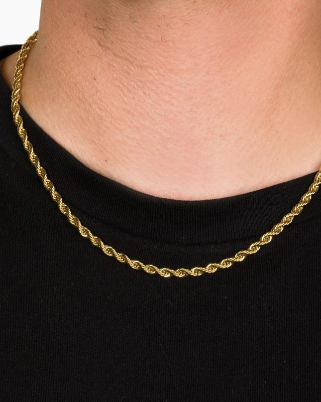 Gold Plated 5mm Rope Chain Necklace