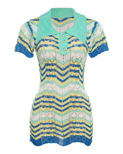 Mini Crochet Collared Dress
