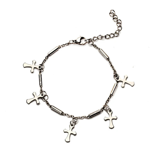 Hollow Double Chain Cross Pendant