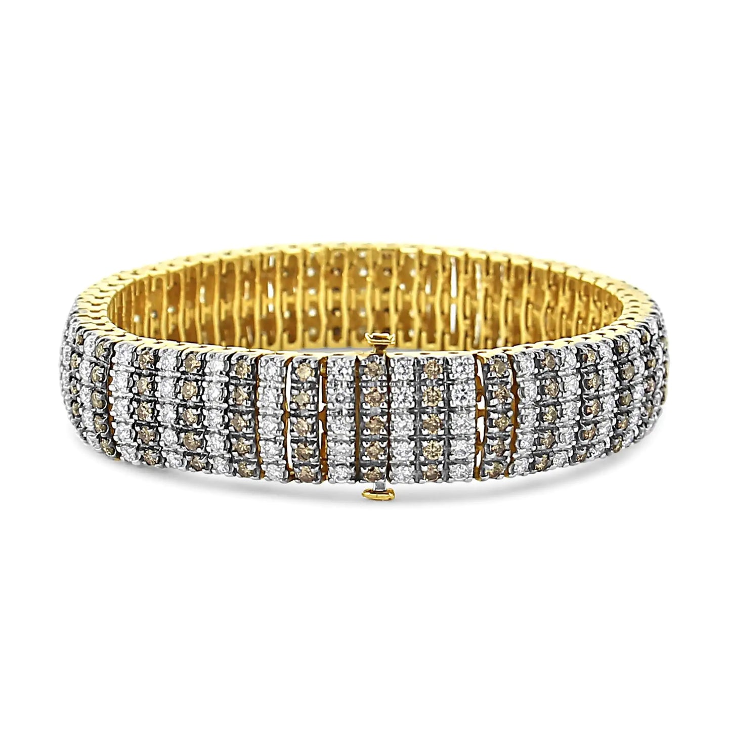 10K Yellow Gold 10 CTW 1/3 Cttw Alternating Coco Color and White Diamond 5 Row Tennis Bracelet (Brown/H-I Color, SI1-SI2 Clarity) - Size 7.25