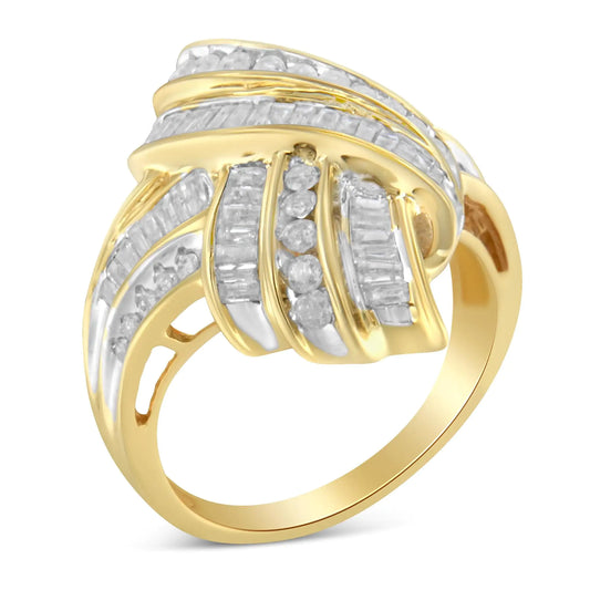 10K Yellow Gold Diamond Bypass Cocktail Ring (1 1/5 Cttw, I-J Color, I2-I3 Clarity)