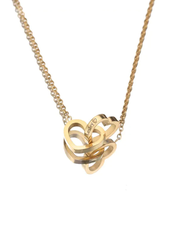Personalized Double Heart Name Necklace