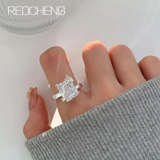 Adjustable Square Zircon Ring