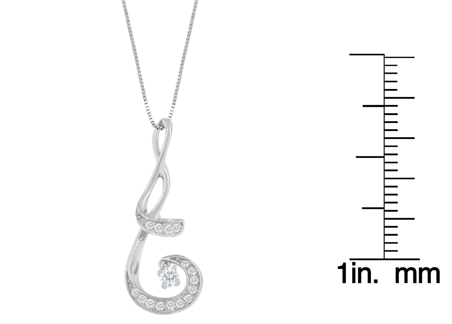 Espira 10K White Gold 1/5 Cttw Brilliant-Cut Diamond Sparkling Spiral 18" Pendant Necklace (J-K color, I2-I3 Clarity)