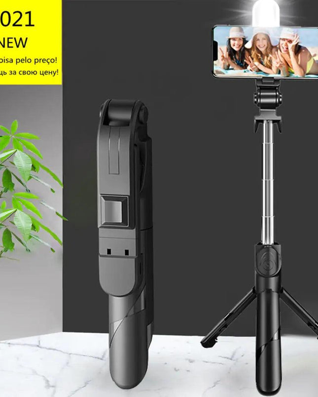 Wireless Selfie Stick Mini Tripod Extendable Monopod with fill light