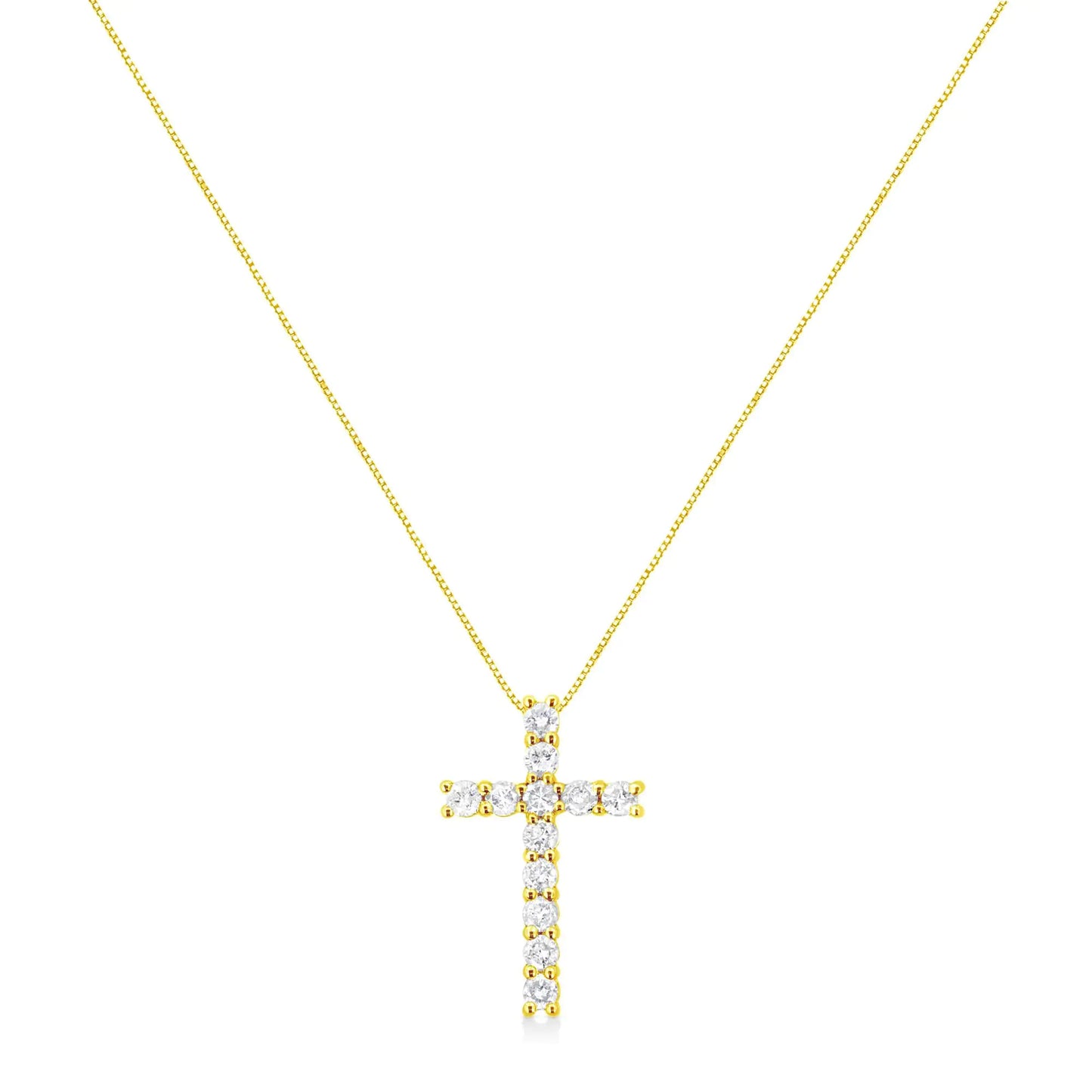 .925 Sterling Silver 1.00 cttw Traditional Diamond Cross 18" Pendant Necklace (J-K Color, I2-I3 Clarity)