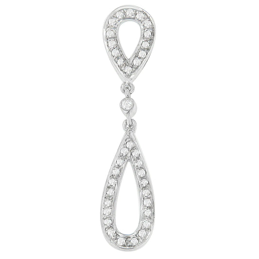 14 White Gold 1/4 cttw Round Cut Diamond Double Tear Drop Pendant Necklace (H-I, I2-I3)