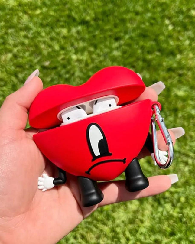 3D Red Bad Bunny Heart Earphone Case