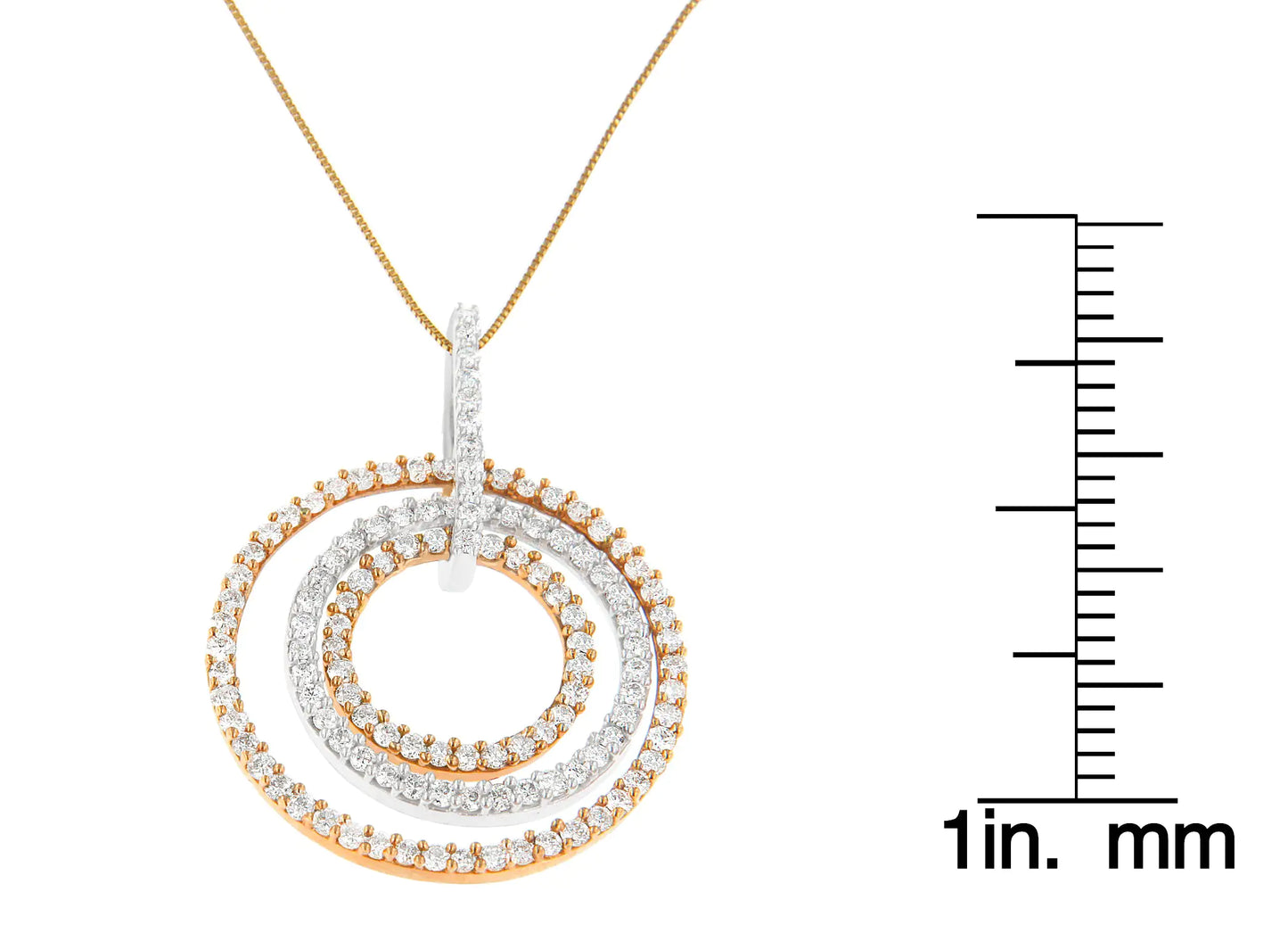 Two-Tone 14K Gold 1 cttw Round Cut Diamond Circle Loop Pendant Necklace (H-I, SI2-I1)