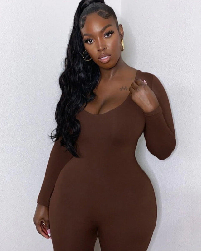 Stretchy Long Sleeve Jumpsuits