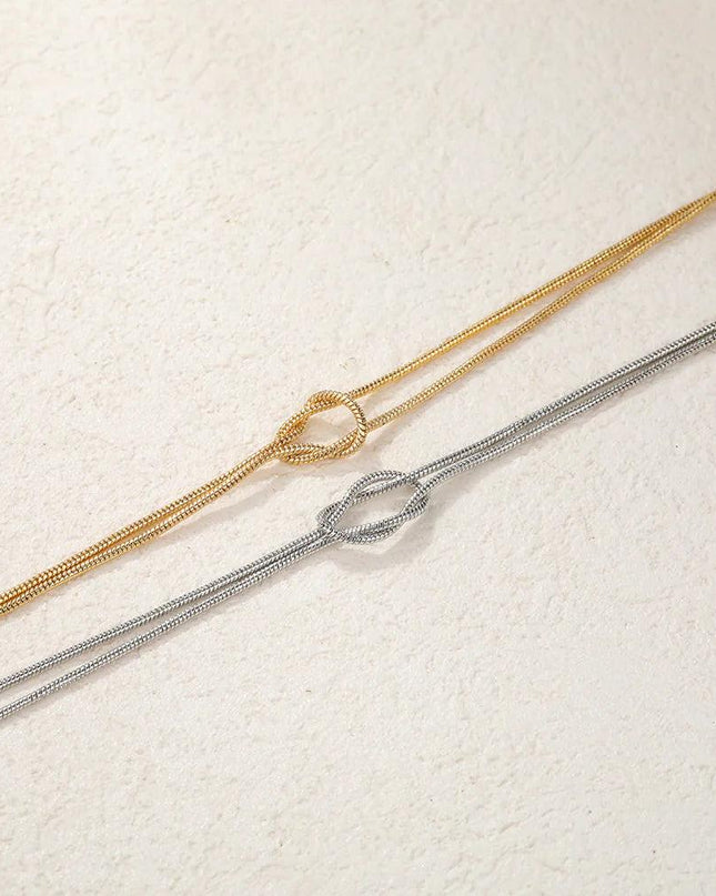 Knotted Gold and Silver Couple Bracelets